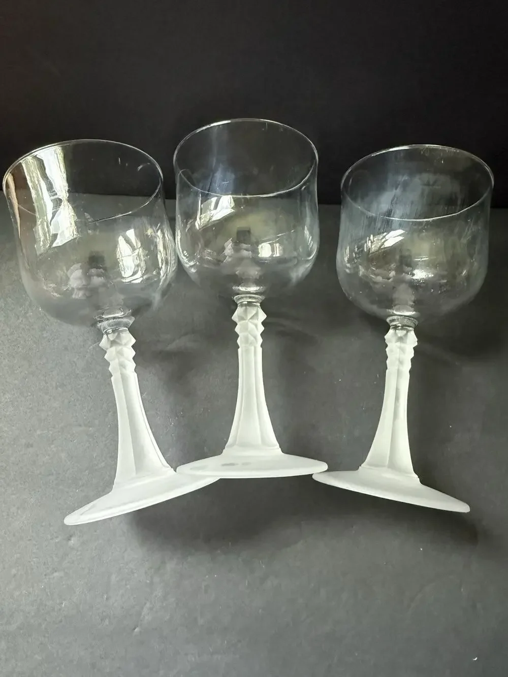Vintage French Wine Glass by Cristal D'Arques Durand France Frosted Deco Barware
